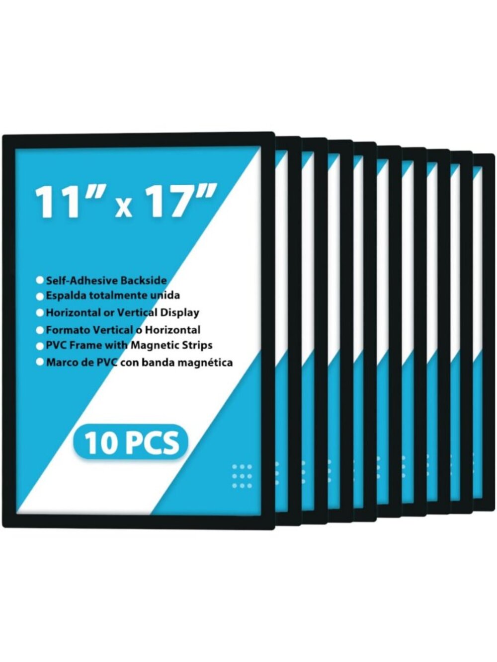 10Pcs Magnetic Poster Holders - Self-Adhesive Wall Frames for Signs & Displays